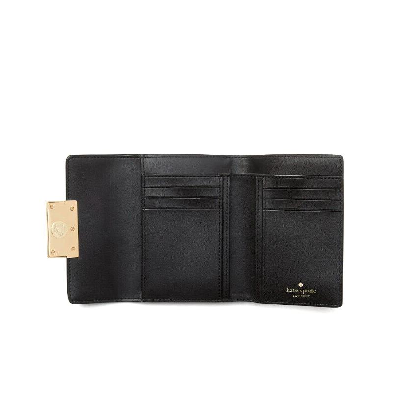 Kate Spade Reegan Medium Flap Leather Wallet Black New KA599 New Nip