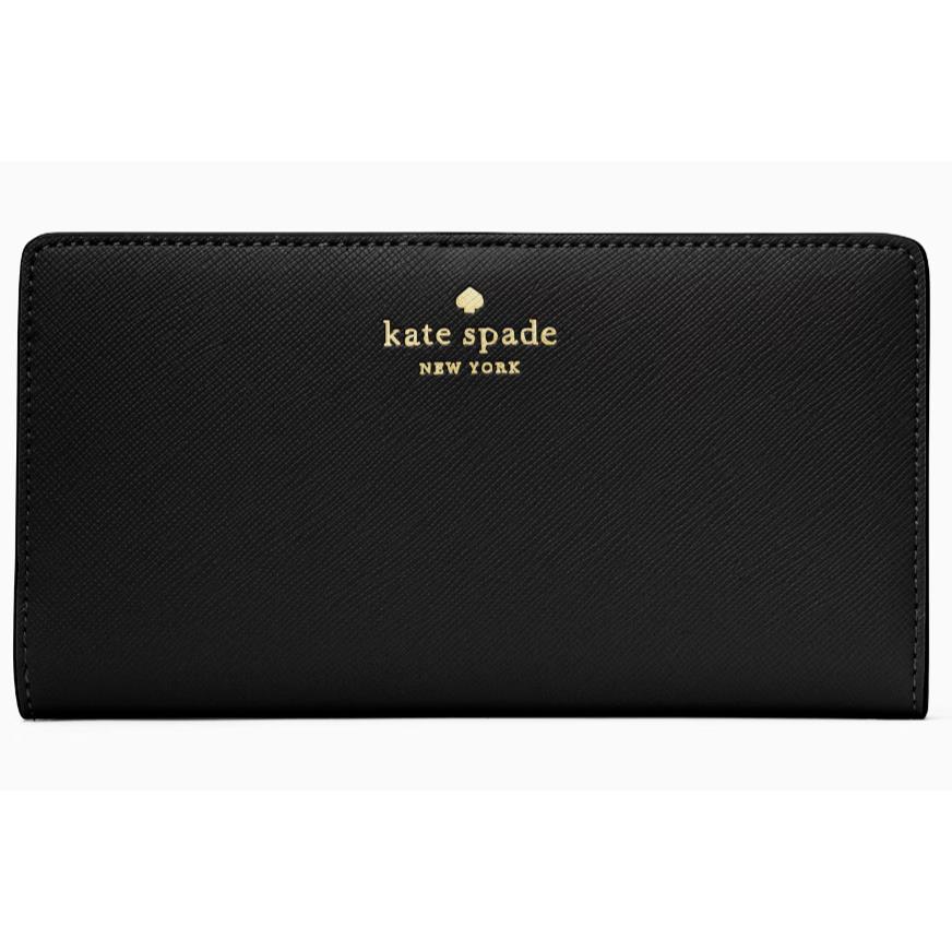 Kate Spade Dana Large Slim Bifold Wallet Black Saffiano K6011 Retail