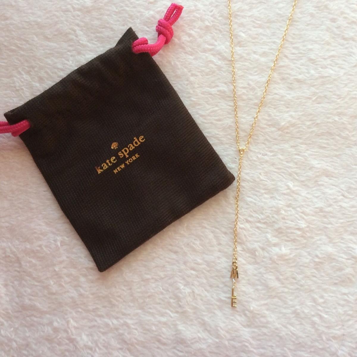 Kate Spade Gold `say Yes` Smile Pendant Necklace. Dust Bag. Christmas Gift