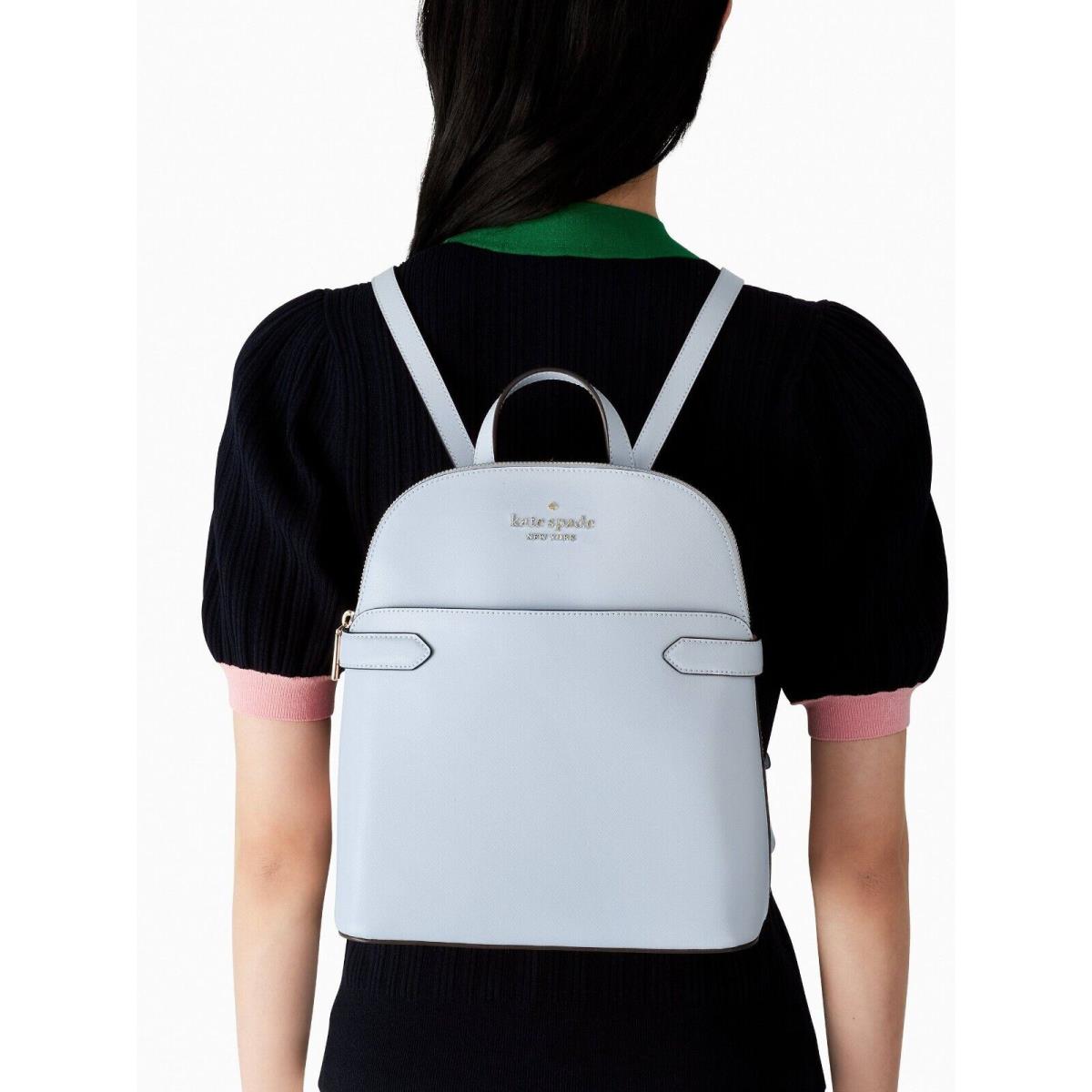 New Kate Spade Staci Saffiano Leather Dome Backpack Pale Hydrangea - Exterior: Pale Hydrangea