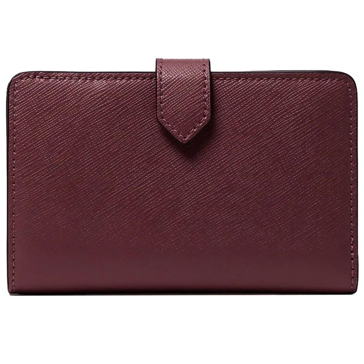 New Kate Spade New York Staci Deep Berry Saffiano Leather Medium Bifold Wallet