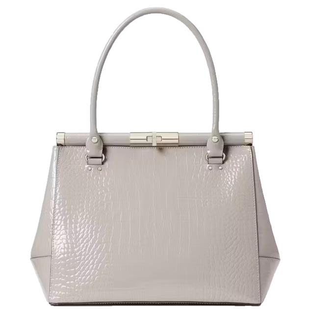 Kate Spade Constance Knightsbridge Grey Taupe Croc Leather Satchel Bag