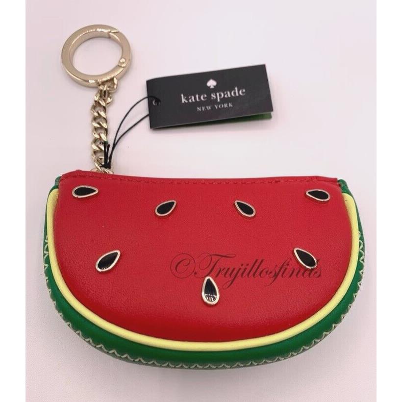 Kate Spade Watermelon Coin Purse Keychain Fob Bag Charm Leather Red KB599 New