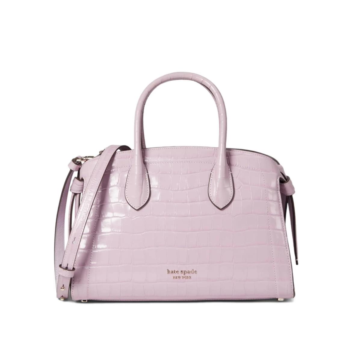 Kate Spade Knott MD Croc Embossed Leather Zip Top Satchel-violet Mist