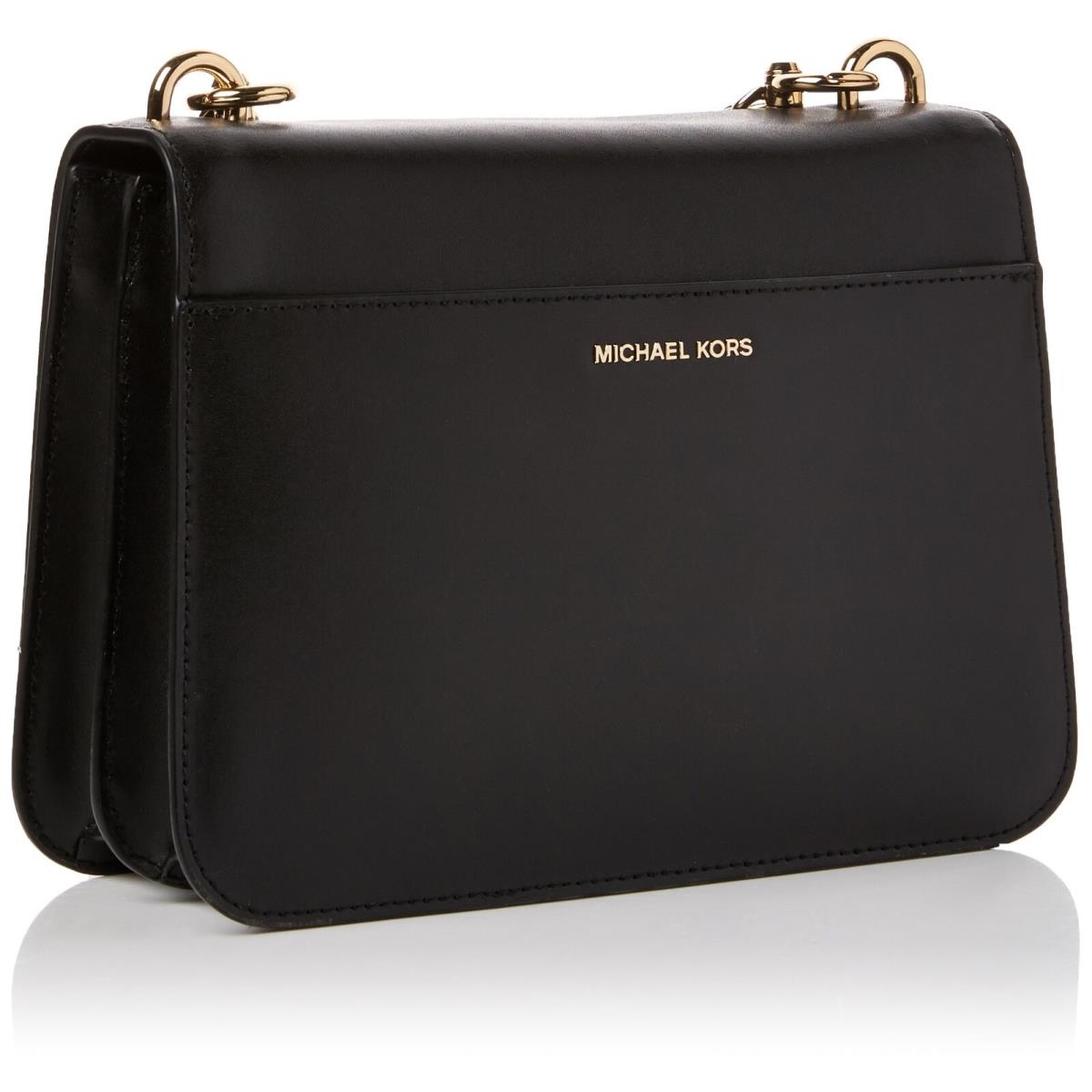 Michael Kors Mott Charm Swag Handbag Large Leather Shoulder Bag Black