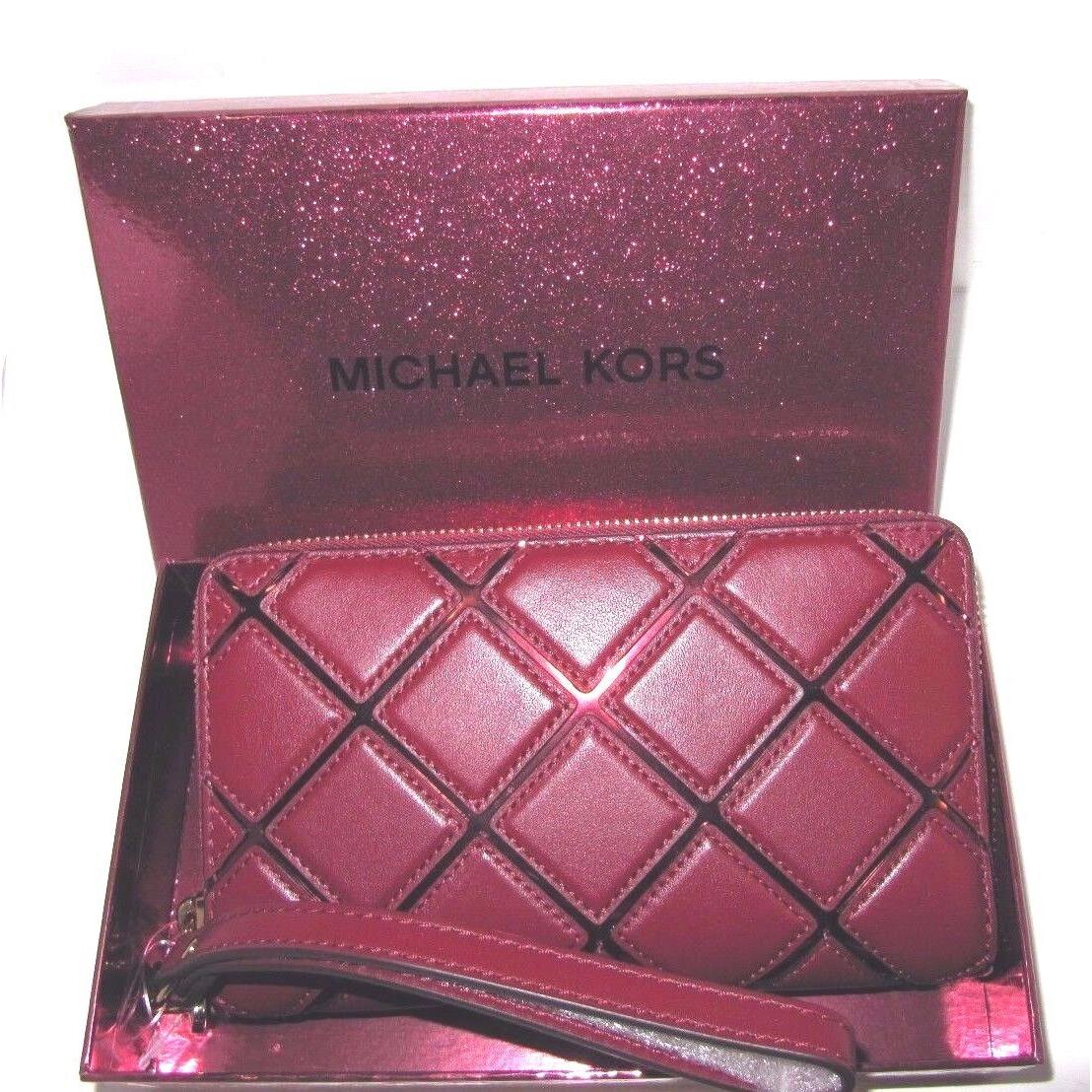 Michael Kors Jet Set Large Travel Tech Wallet Cherry Red Leather