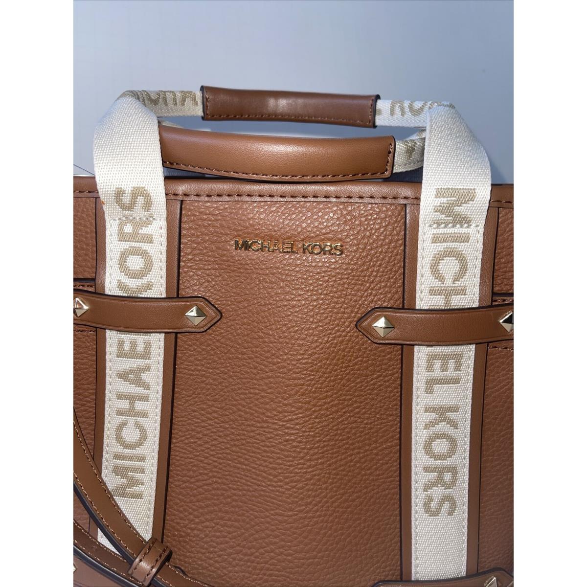 Michael Kors Maeve Tan Luggage Beige Canvas Small Tote/crossbody Bag