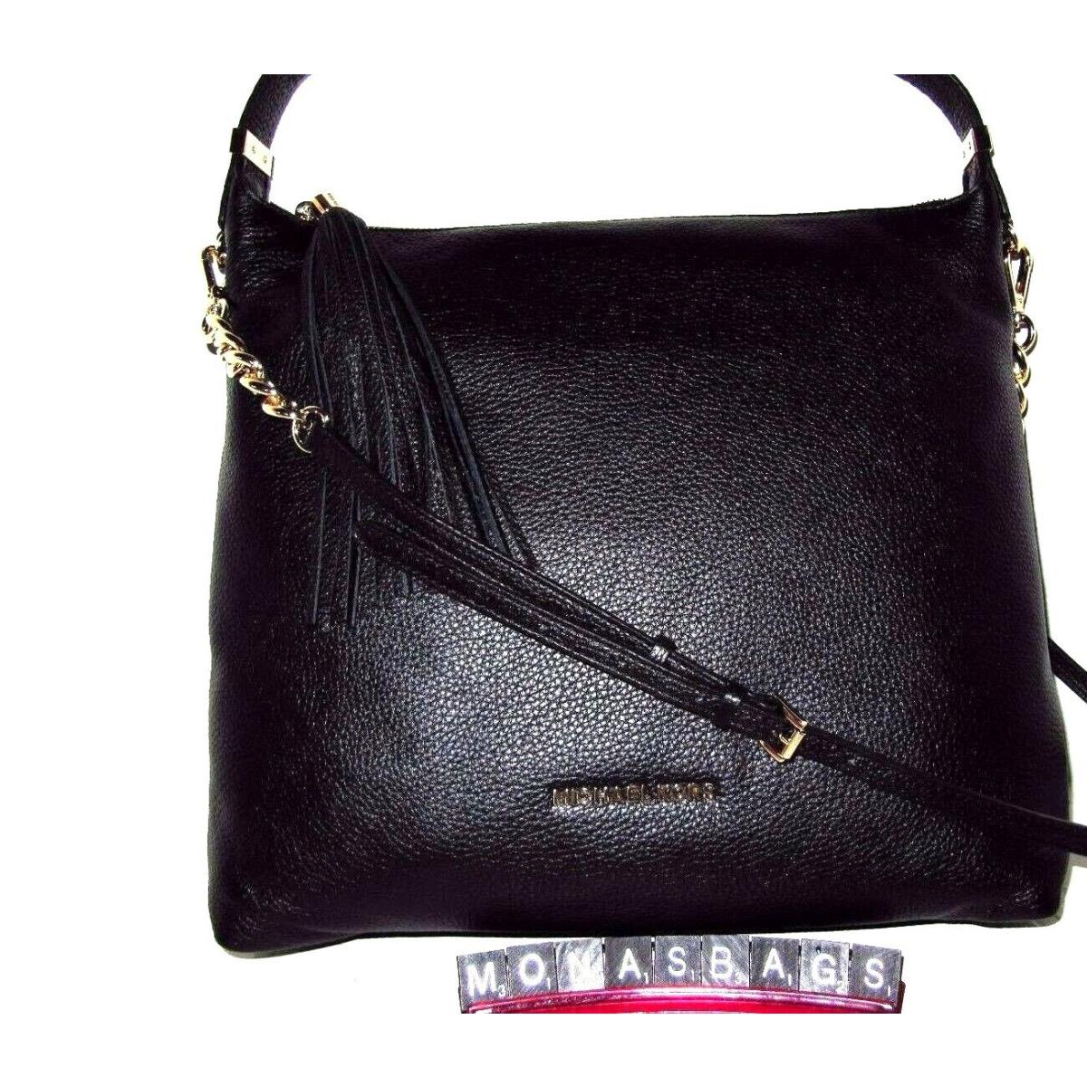 Michael Kors Black Leather Bedford Top Zip Long Tassel Shoulderbag