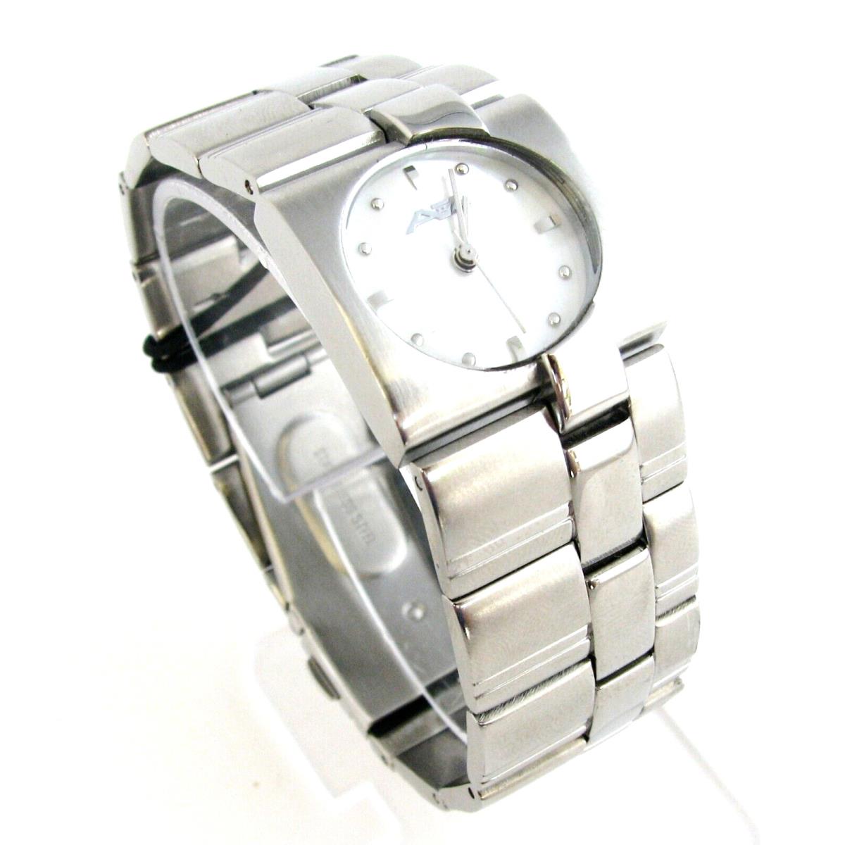 A II Z Bytimex Silver Tone Stainless Steel Band White Mop Dial Watch V0V692