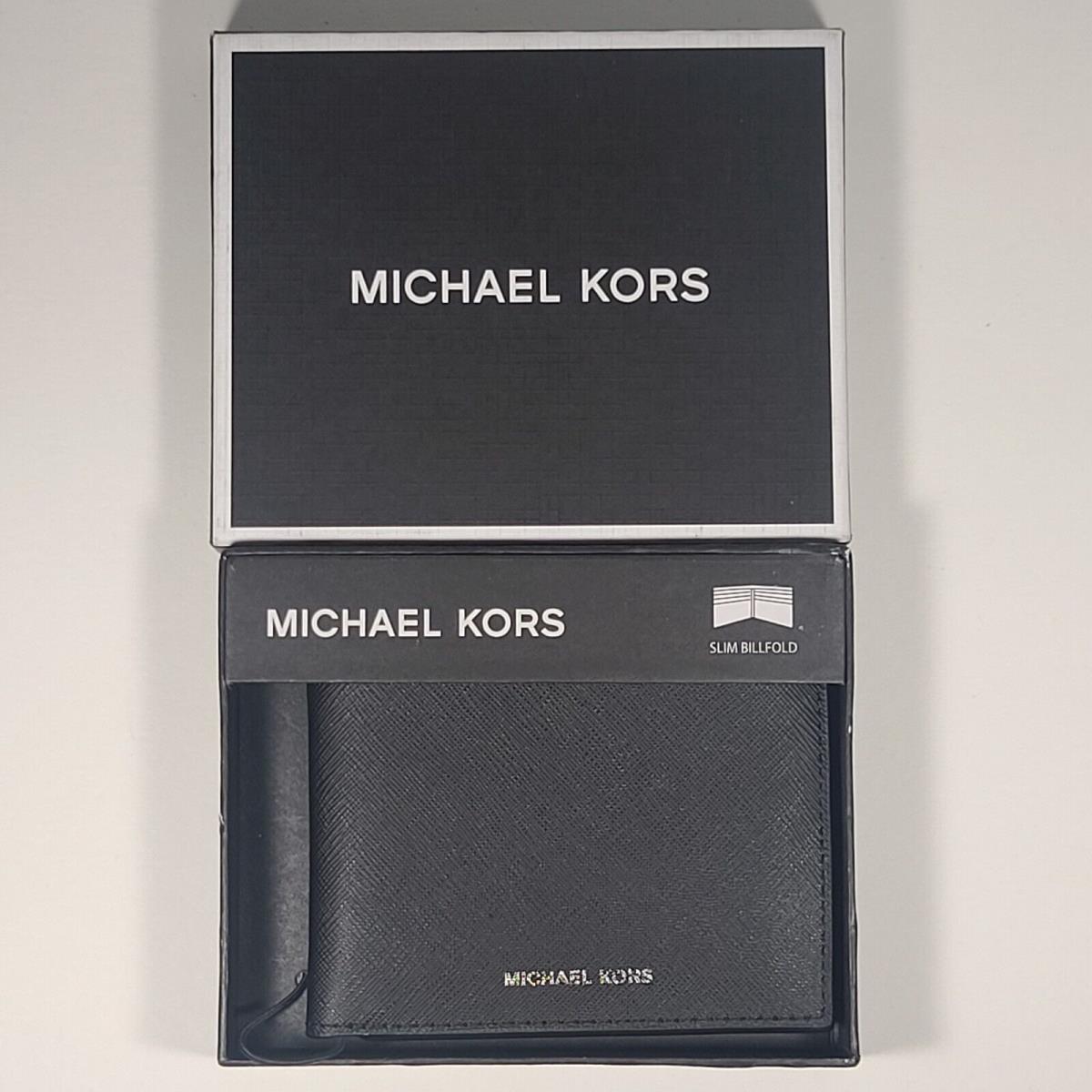 Michael Kors Men`s Bifold Black Canvas Slim Billfold Wallet 86F2SANF5V Andy