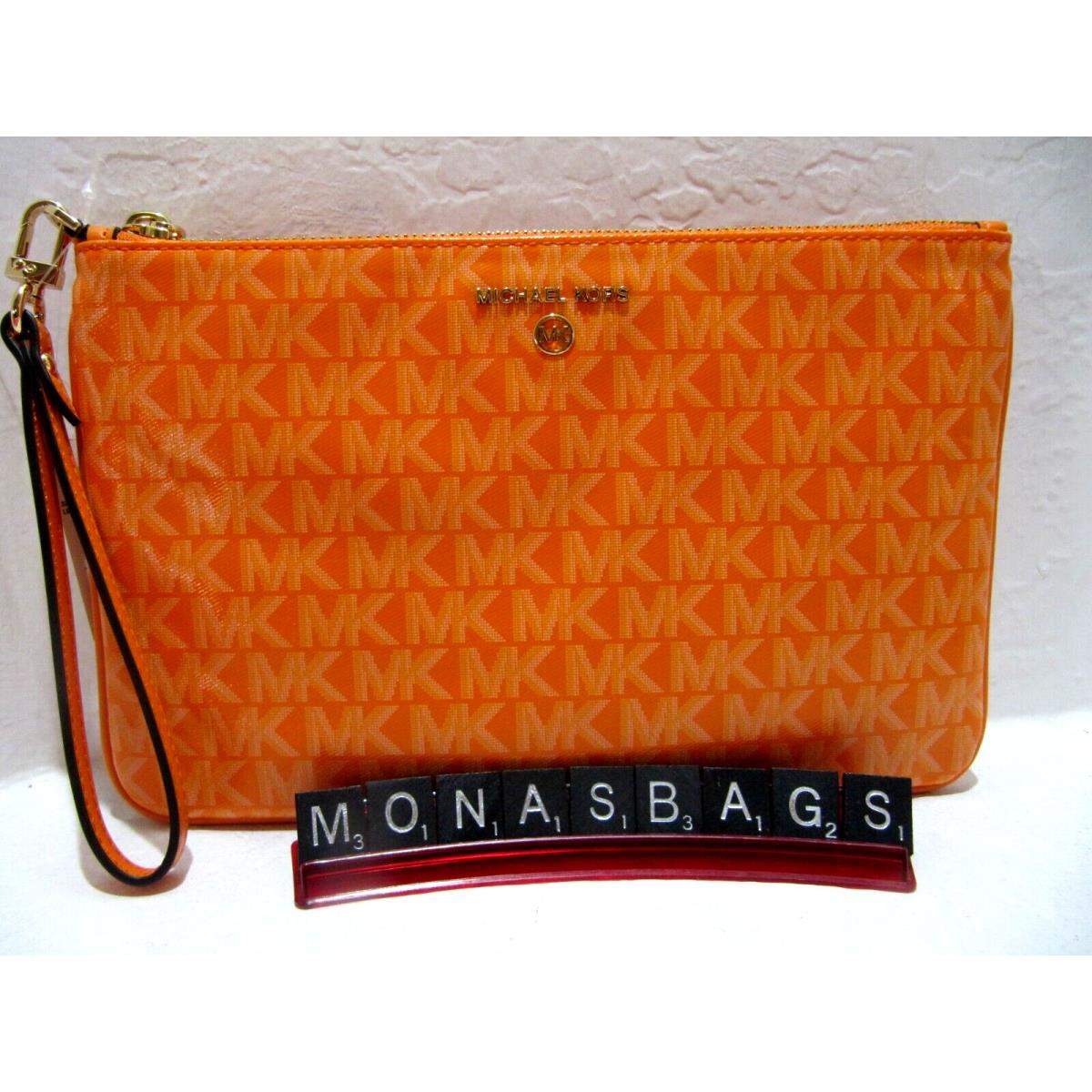 Michael Kors Jet Set Charm Large Top Zip Wristlet Apricot Polyvinal