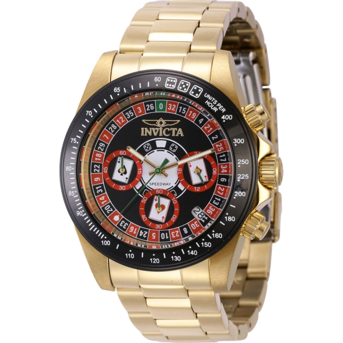 Invicta Men`s Watch Speedway Chronograph Yellow Gold Steel Bracelet Quartz 44644