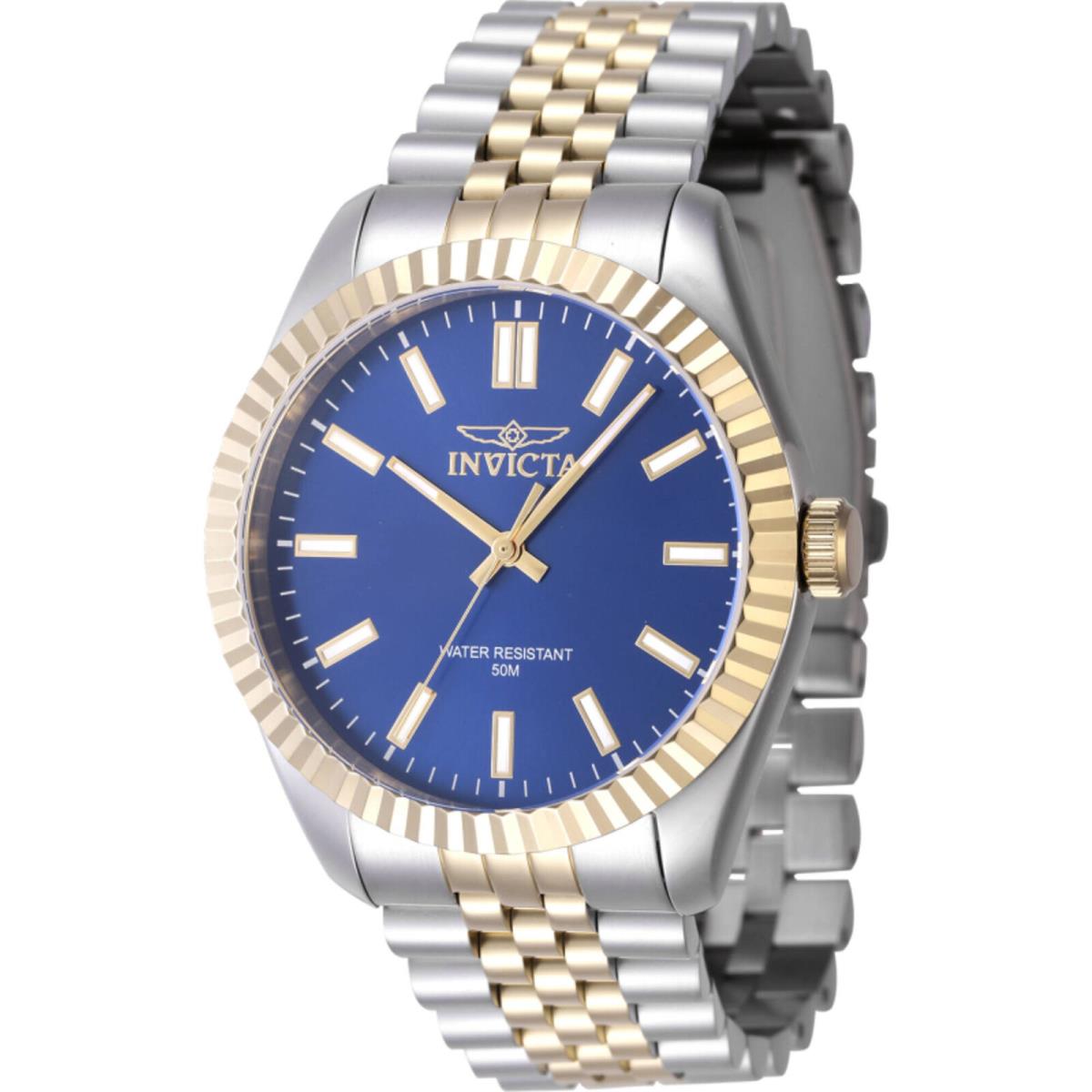 Invicta Men`s Watch Specialty Blue Dial Two Tone Steel Bracelet Quartz 47486 - Dial: Blue, Band: Silver, Yellow