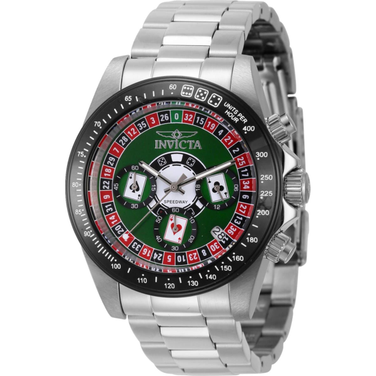 Invicta Men`s Watch Speedway Chronograph Silver Steel Bracelet Quartz 44642