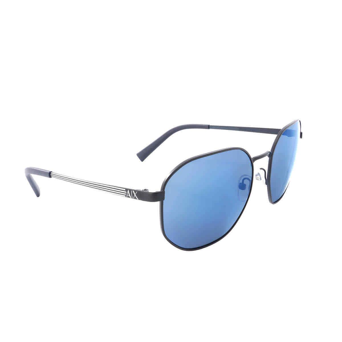 Armani Exchange Mirror Blue Geometric Men`s Sunglasses AX2036S 609955 56