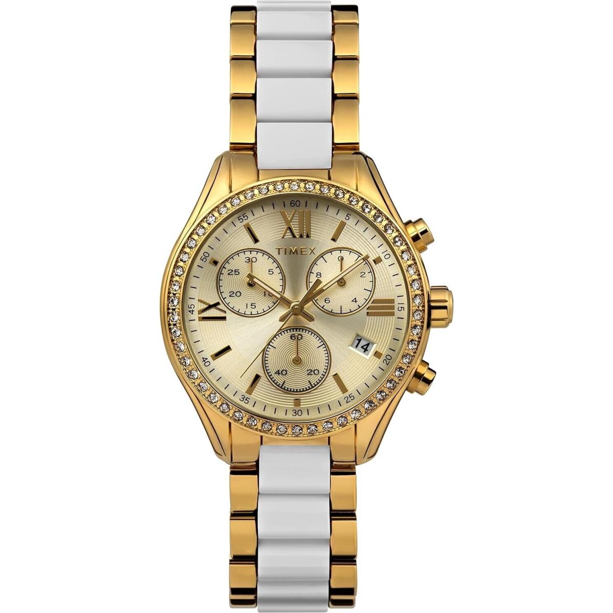 Timex Womens Premium Dress Watch Gold-tone Bracelet Dial Case Gold-tone/white