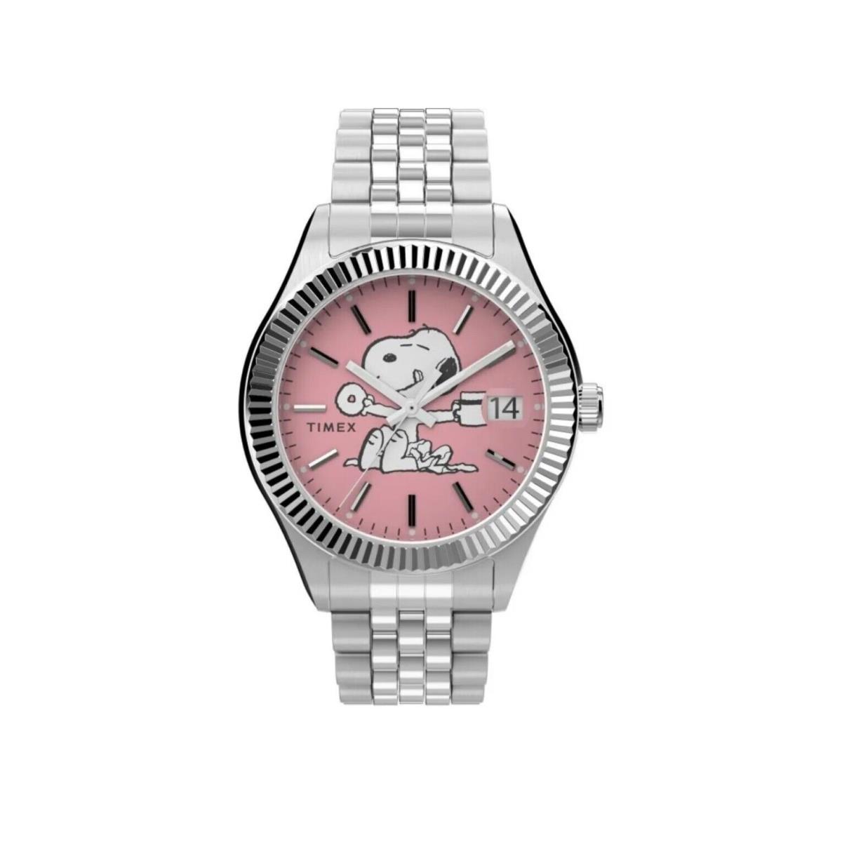 Timex Peanuts Pink Silver Dial Stainless Steel Strap Women Watch TW2V47400