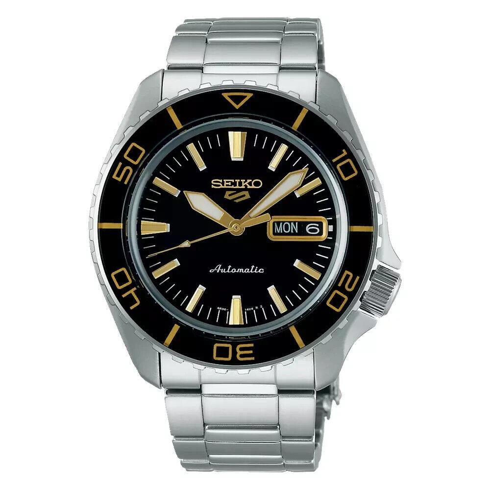 Seiko Men`s 5 Automatic Black Dial Steel Bracelet Watch SRPK99