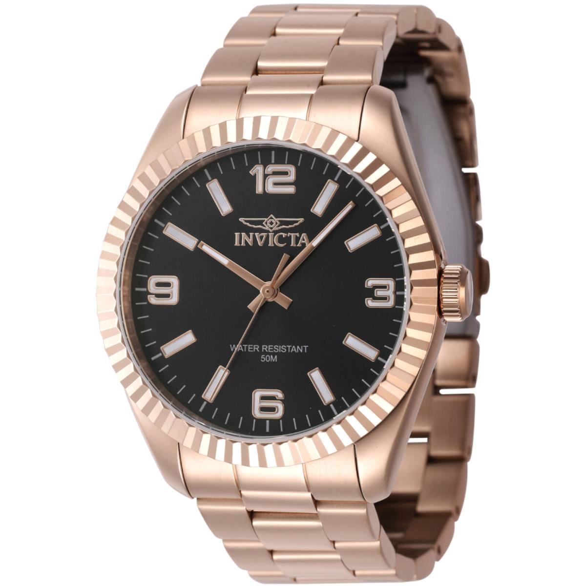 Invicta Men`s Watch Specialty Quartz Black Dial Rose Gold Bracelet 47461