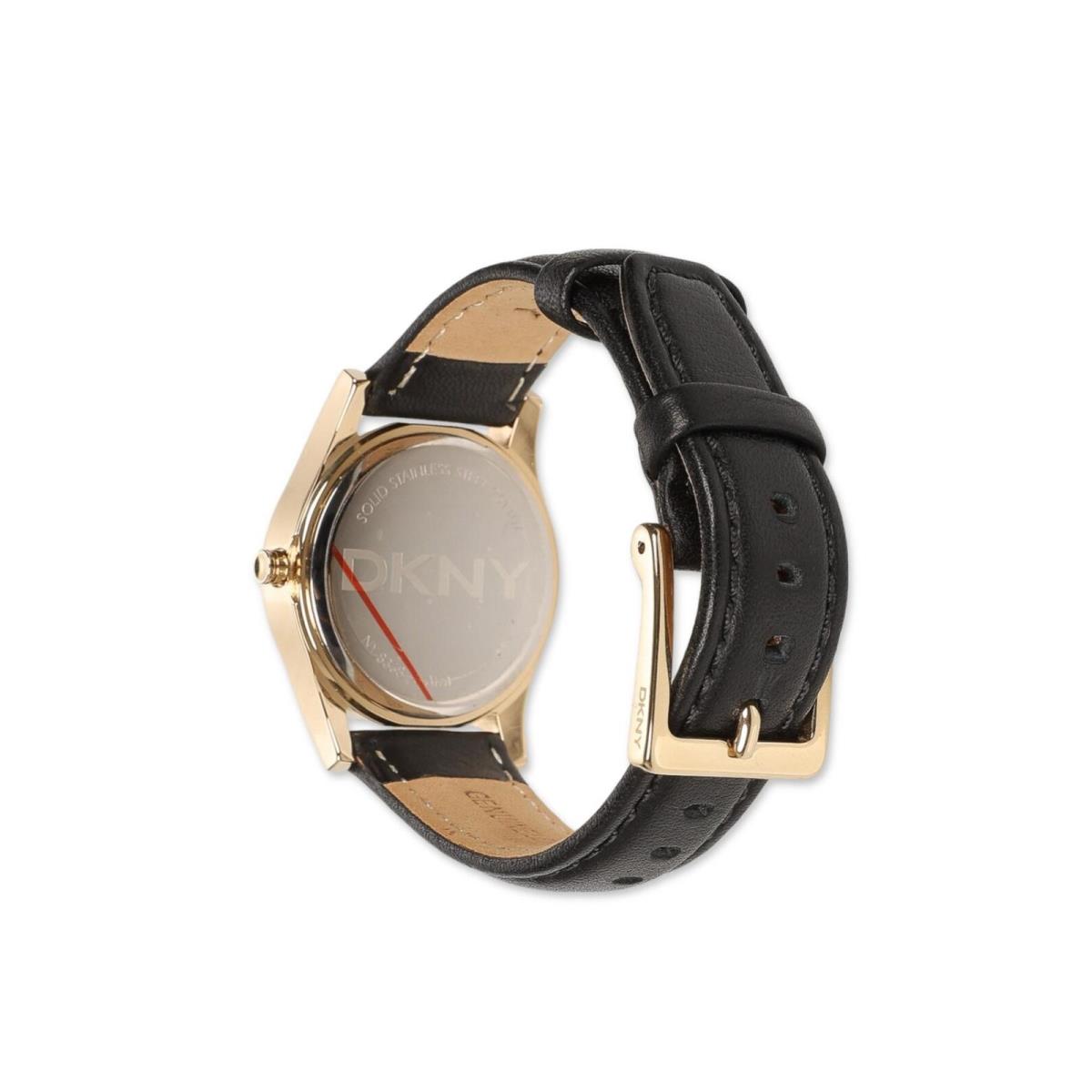 Dkny 302423 Women`s Glitz Mother-of-pearl Dial Gold-tone Black Leather NY8368 - Black, Dial: White, Band: Black