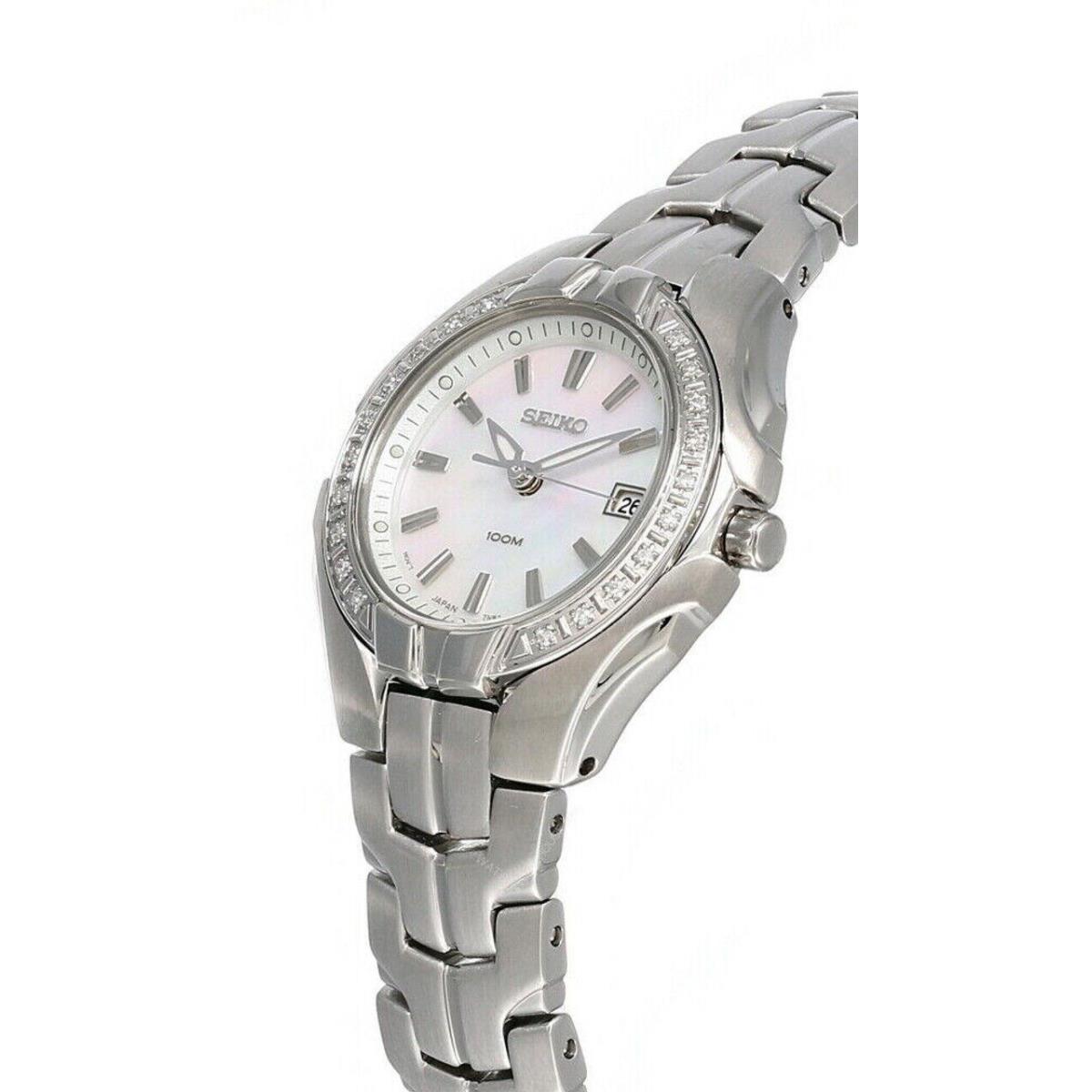 Seiko Mop Dial 27MM Diamond Accent S-steel Bracelet Women`s Watch SXDB69