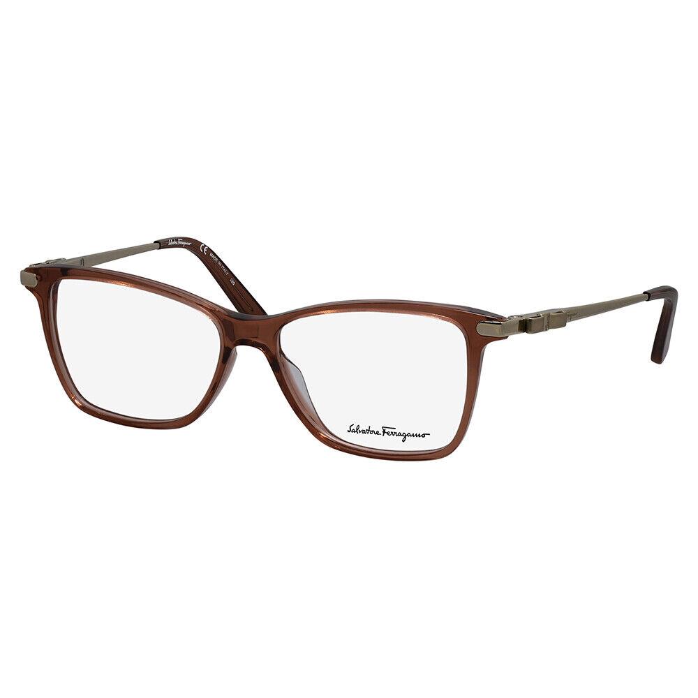 Salvatore Ferragamo SF 2872 251 Brown Gold Acetate Rectangular Eyeglasses 53mm