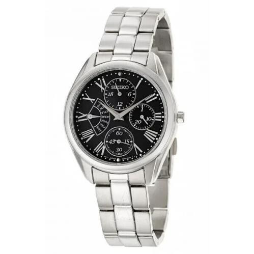 Seiko Retrograde SRL049 SRL049P1 Ladies Stainless Steel Black Dial Quartz Watch