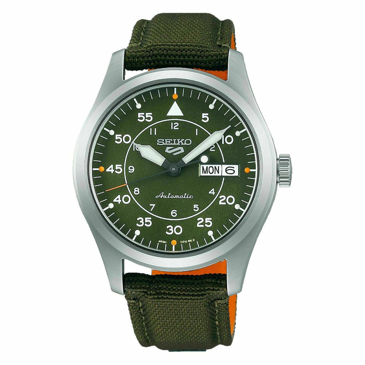 Seiko Men`s 5 Sports Green Dial Green Canvas Strap Watch SRPH29