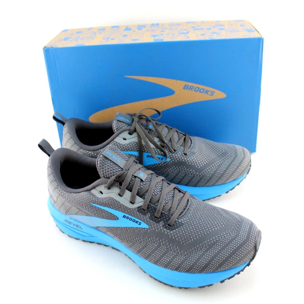 Brooks Revel 6 Size 12 Gray / Blue Men`s Energize Neutral Running Shoes - Gray / Blue