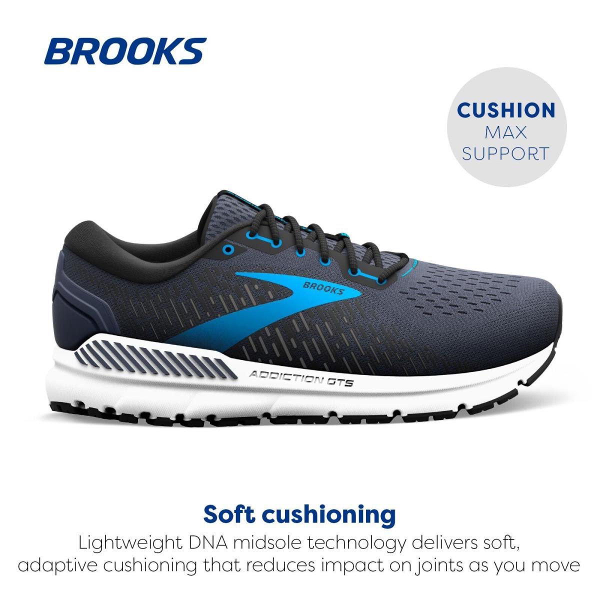 Brooks Men`s Addiction Gts 15 Running Shoe - India Ink/black/blue - 8 Medium US