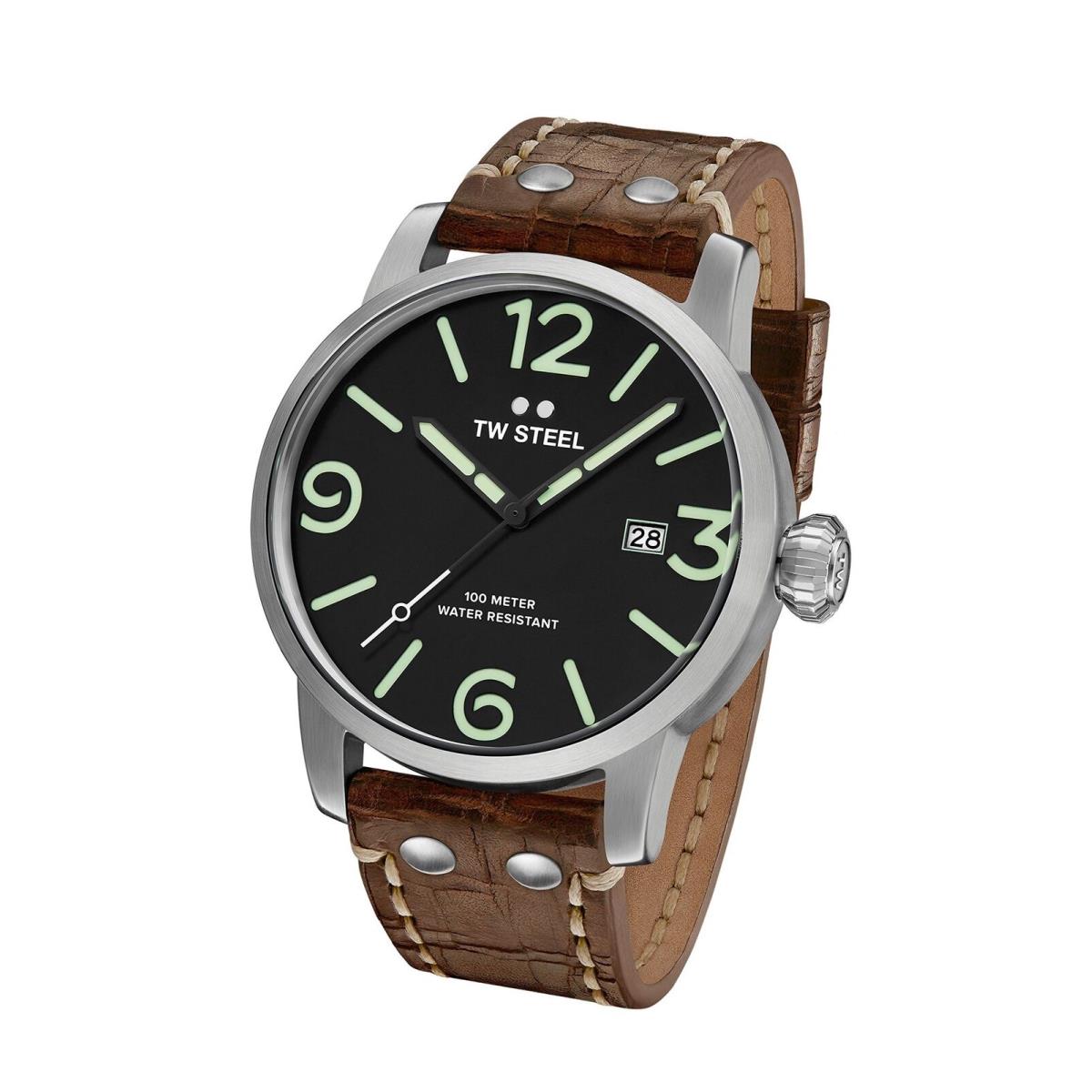 TW Steel Men`s `maverick` Quartz Stainless and Leather Casual Watch Color:brown