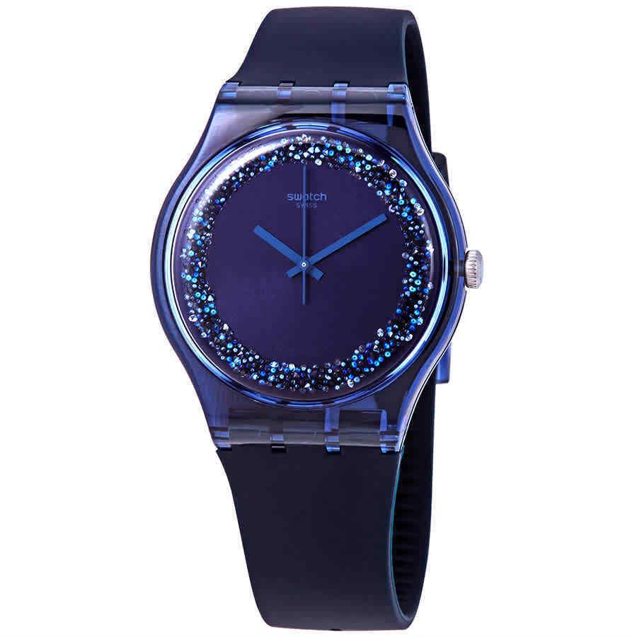 Swatch Blusparkles Blue Crystal Dial Ladies Watch SUON134