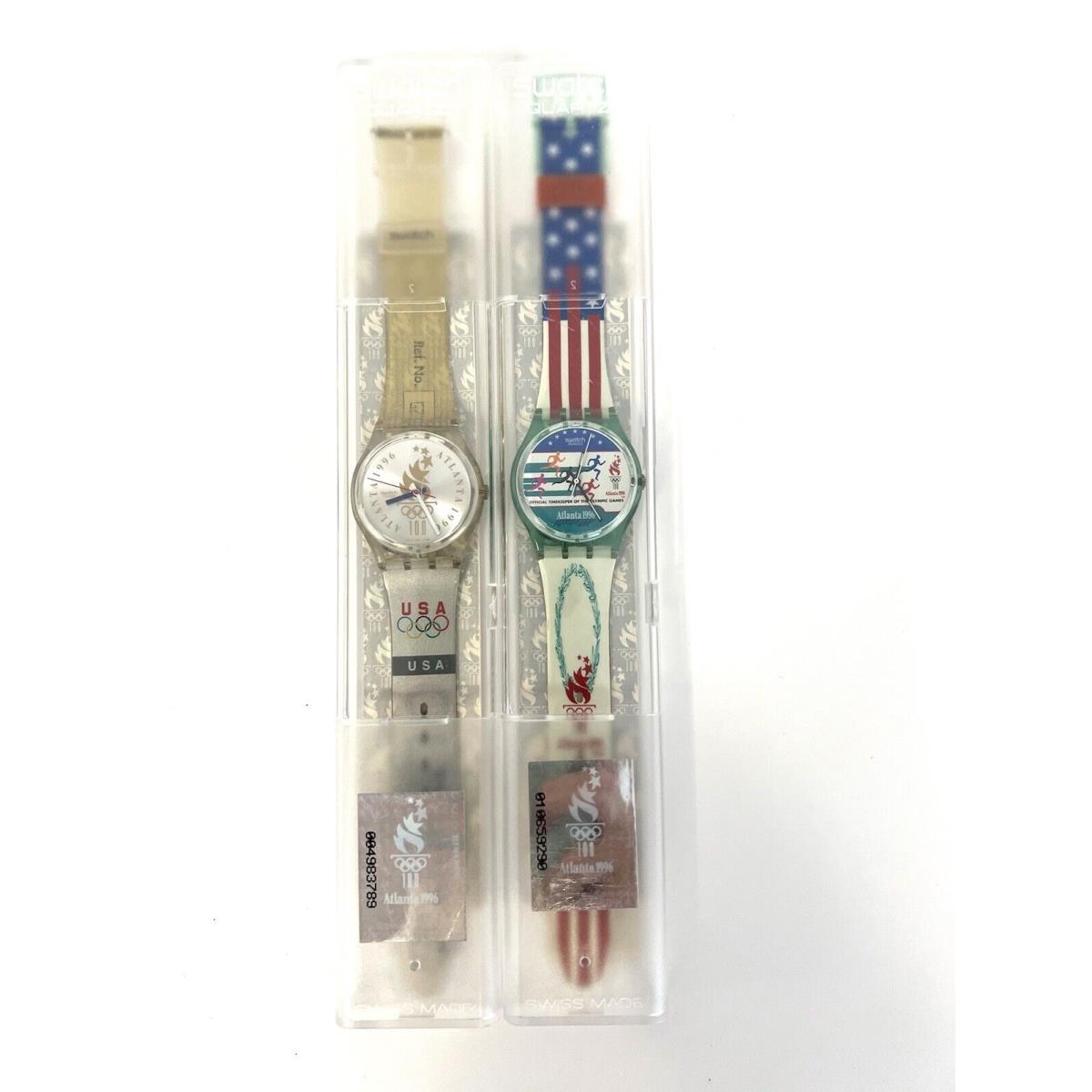 Lot of 2 Swatch Watch`s - 1996 Olympics Atlanta Usa Atlanta Laurels 1996