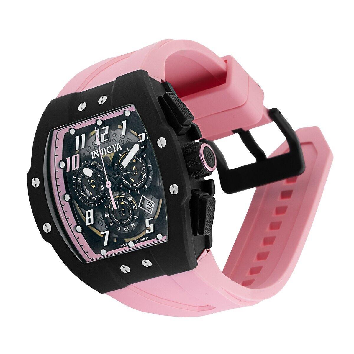 Invicta Racing Miami Limited Edition Swiss Ronda 5030.D Caliber Men`s Watch - Dial: Transparent, Pink, Band: Pink