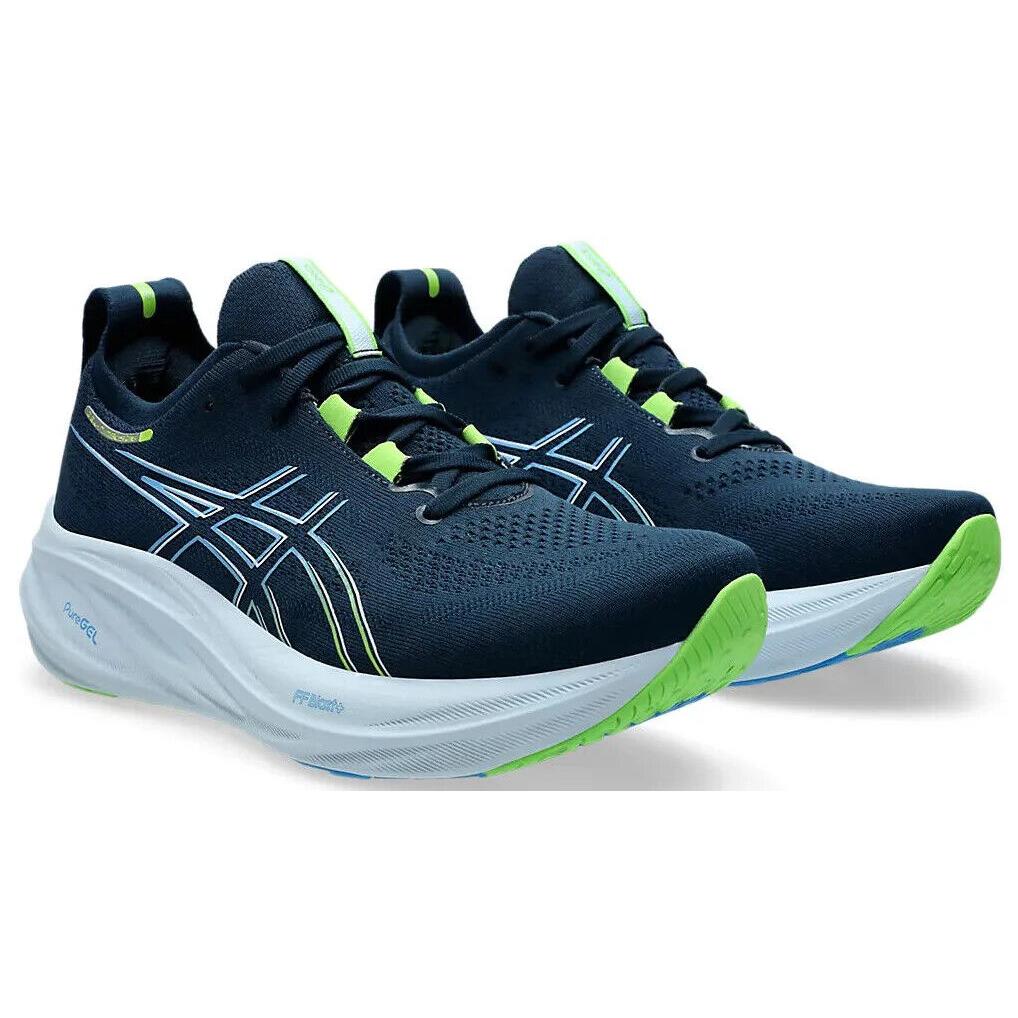 Mens Asics Gel-nimbus 26 French Blue Electric Lime Mesh Running Shoes Medium/Regular