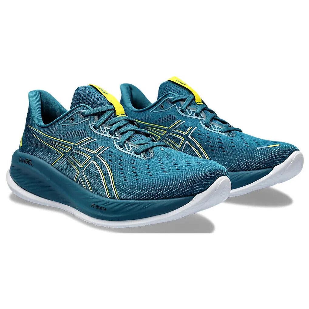 Mens Asics Gel-cumulus 26 Evening Teal Bright Yellow Mesh Running Shoes