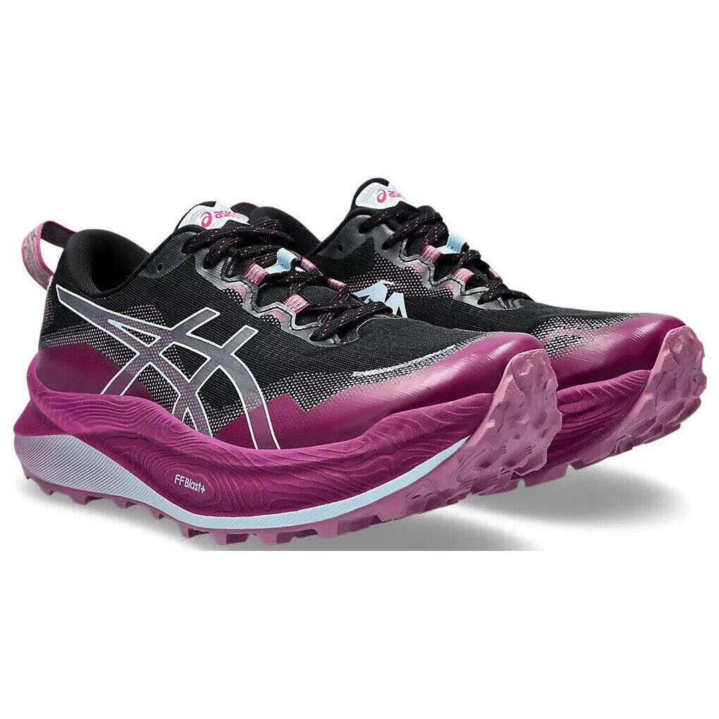 Womens Asics Trabuco Max 3 Black Light Blue Mesh Running Shoes - Purple