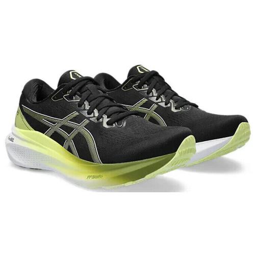 Mens Asics Gel-kayano 30 Black Glow Yellow Mesh Running Shoes