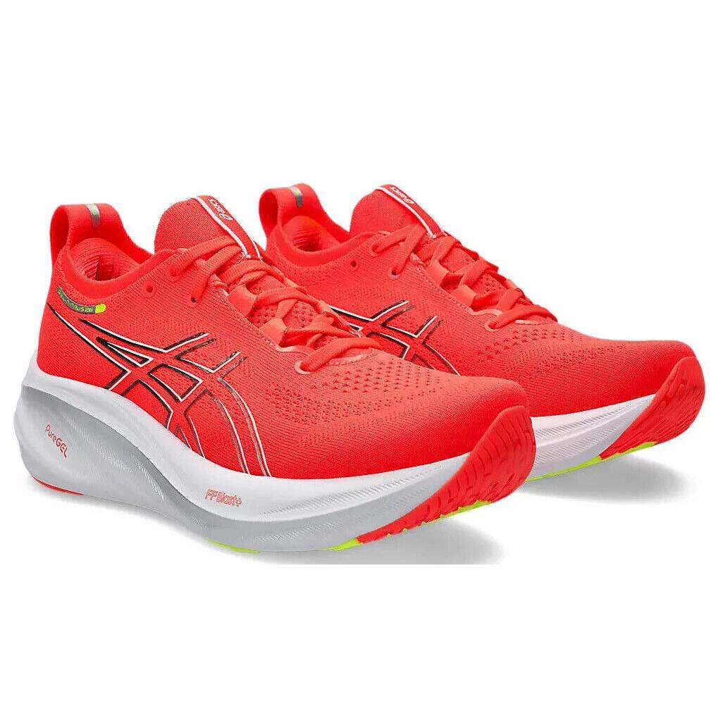 Womens Asics Gel-nimbus 26 Sunrise Red Pure Knit Running Shoes