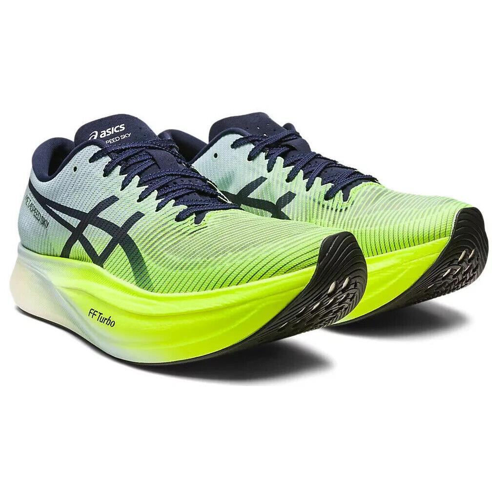 Mens Asics Metaspeed Sky+ Hazard Green Sky Mesh Running Shoes