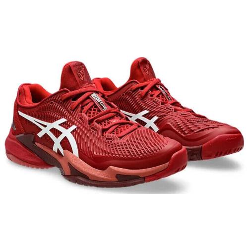 Mens Asics Court FF 3 Novak Cranberry White Mesh Tennis Shoes Medium/Regular