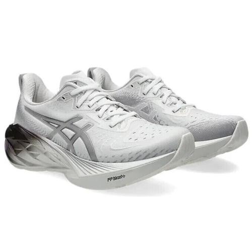 Womens Asics Novablast 4 Platinum Real White Silver Woven Running Shoes Medium/Regular