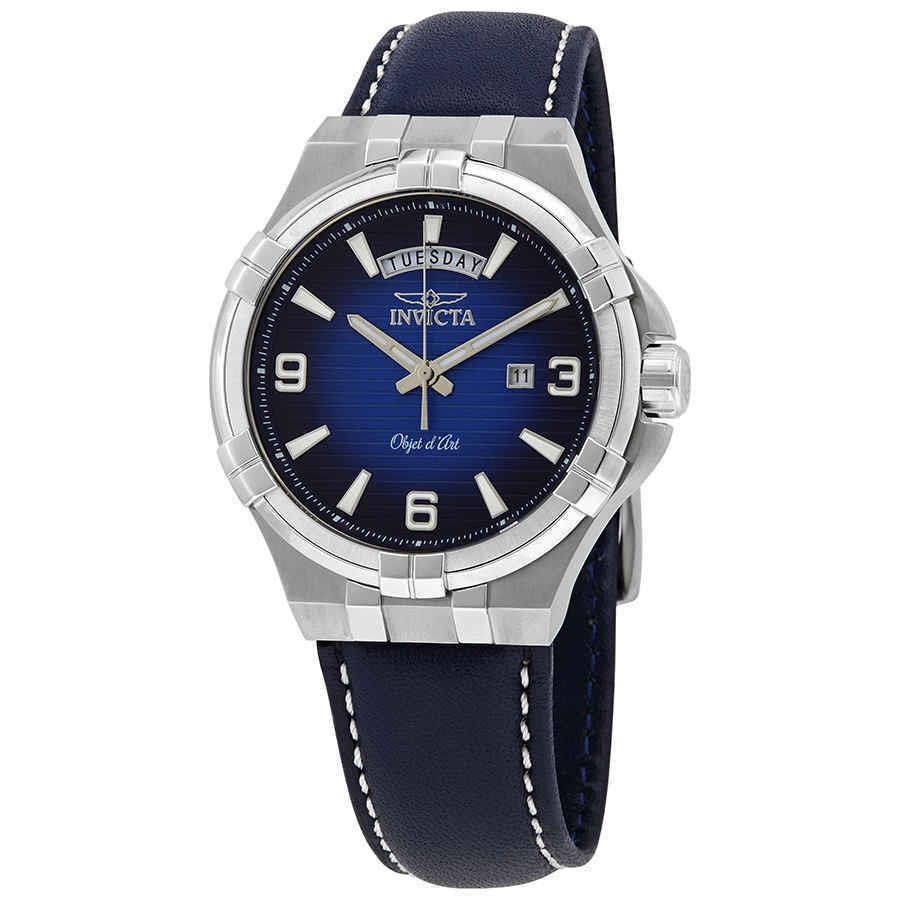 Invicta 30182 44mm Stainless Steel Case with Blue Leather Strap Men`s Wristwatch
