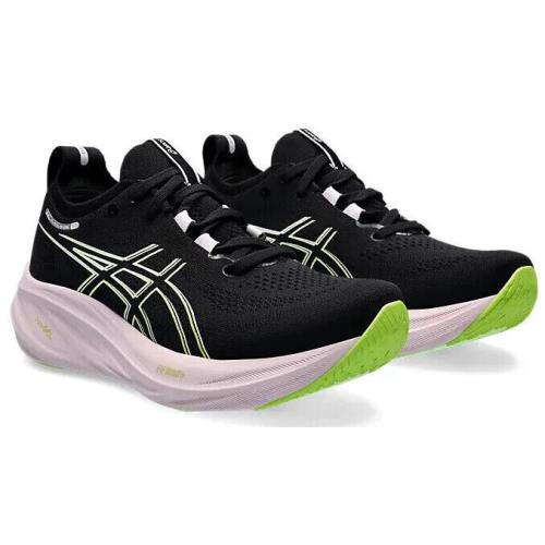 Womens Asics Gel-nimbus 26 Black Neon Lime Knit Running Shoes