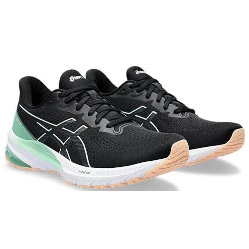 Womens Asics GT-1000 12 Black Mint Tint Mesh Running Shoes