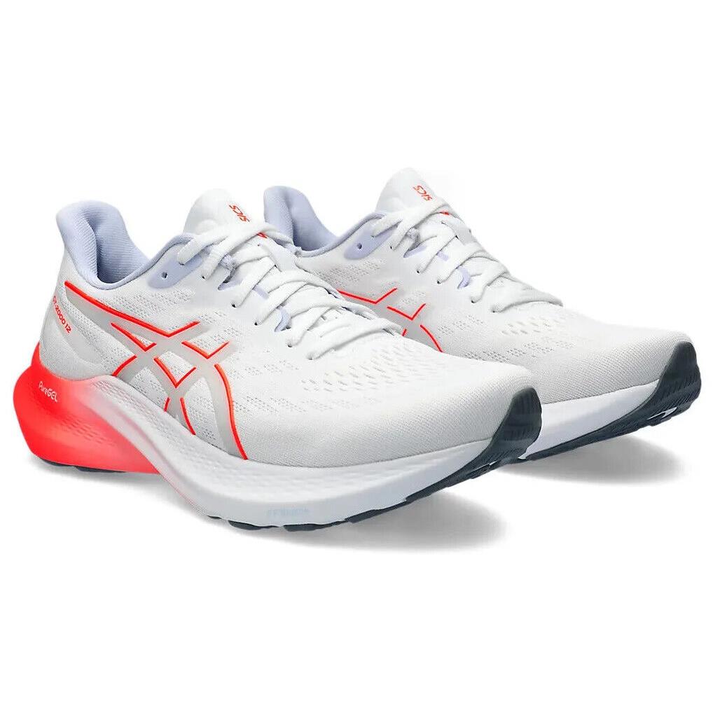 Mens Asics GT-2000 12 White Sunrise Red Mesh Running Shoes