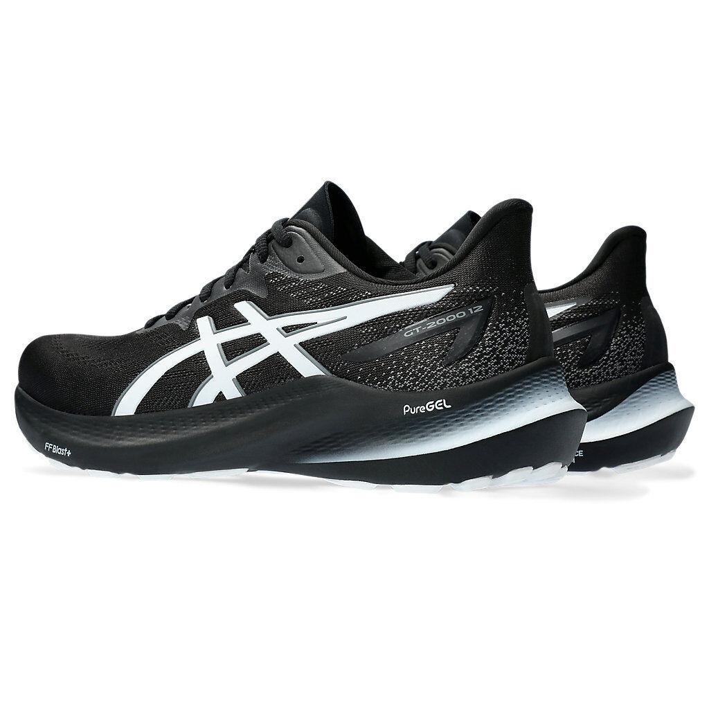 Mens Asics GT-2000 12 Black White Mesh Running Shoes