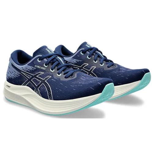 Womens Asics Evoride Speed 2 Blue Expanse Silver Woven Running Shoes - Blue