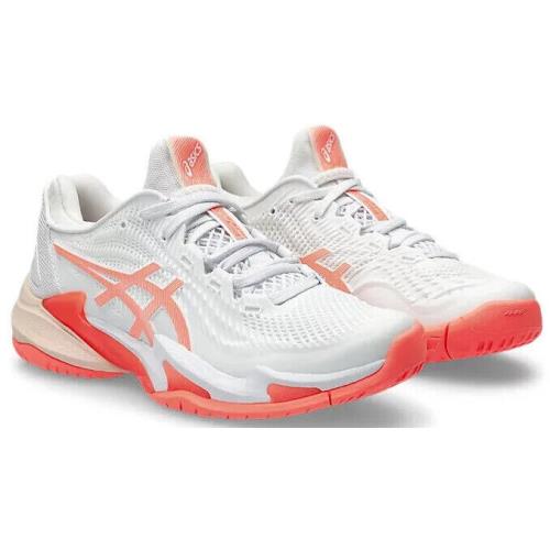 Womens Asics Court FF 3 White Sun Coral Twistruss Tennis Shoes Medium/Regular