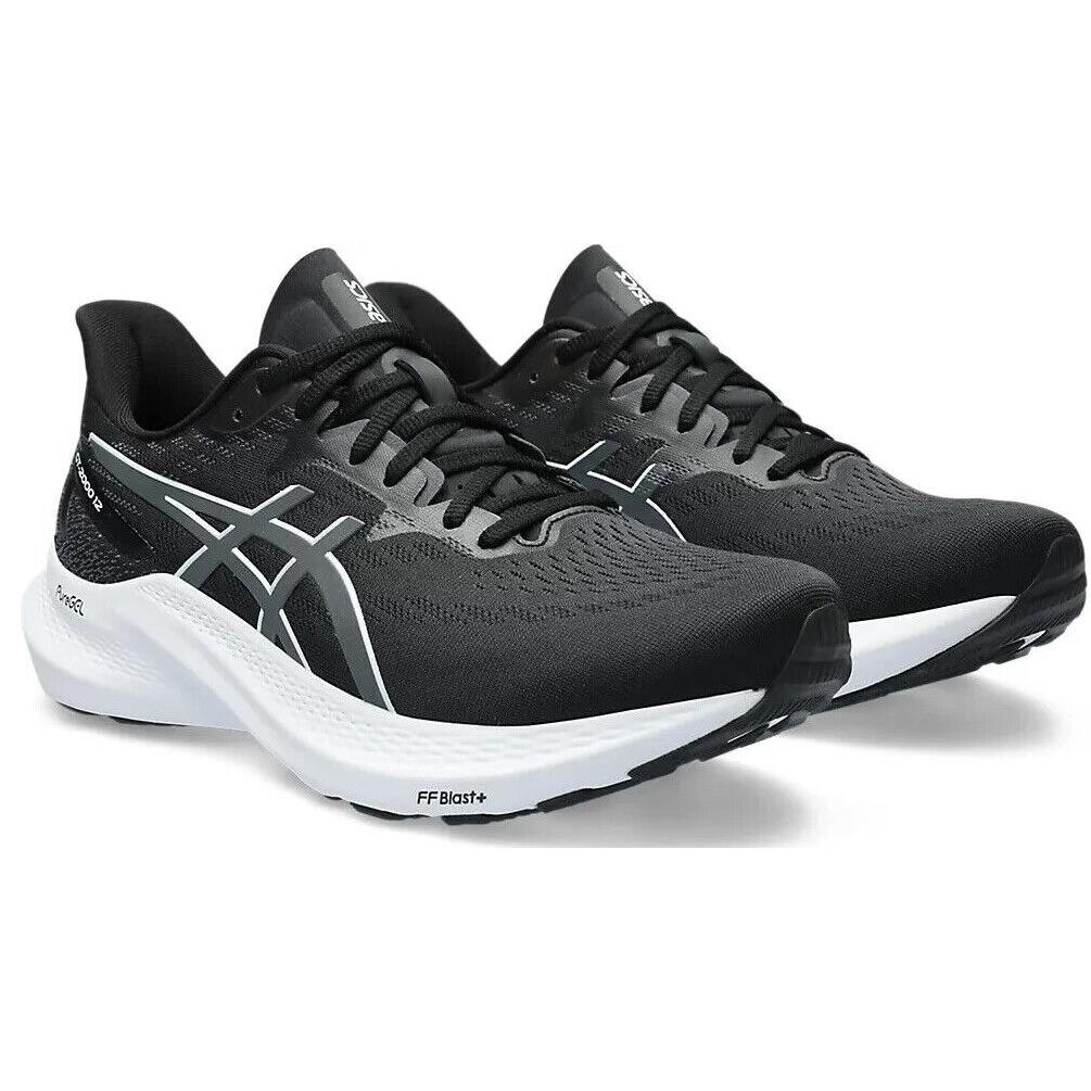 Mens Asics GT-2000 12 Black Carrier Grey Mesh Running Shoes